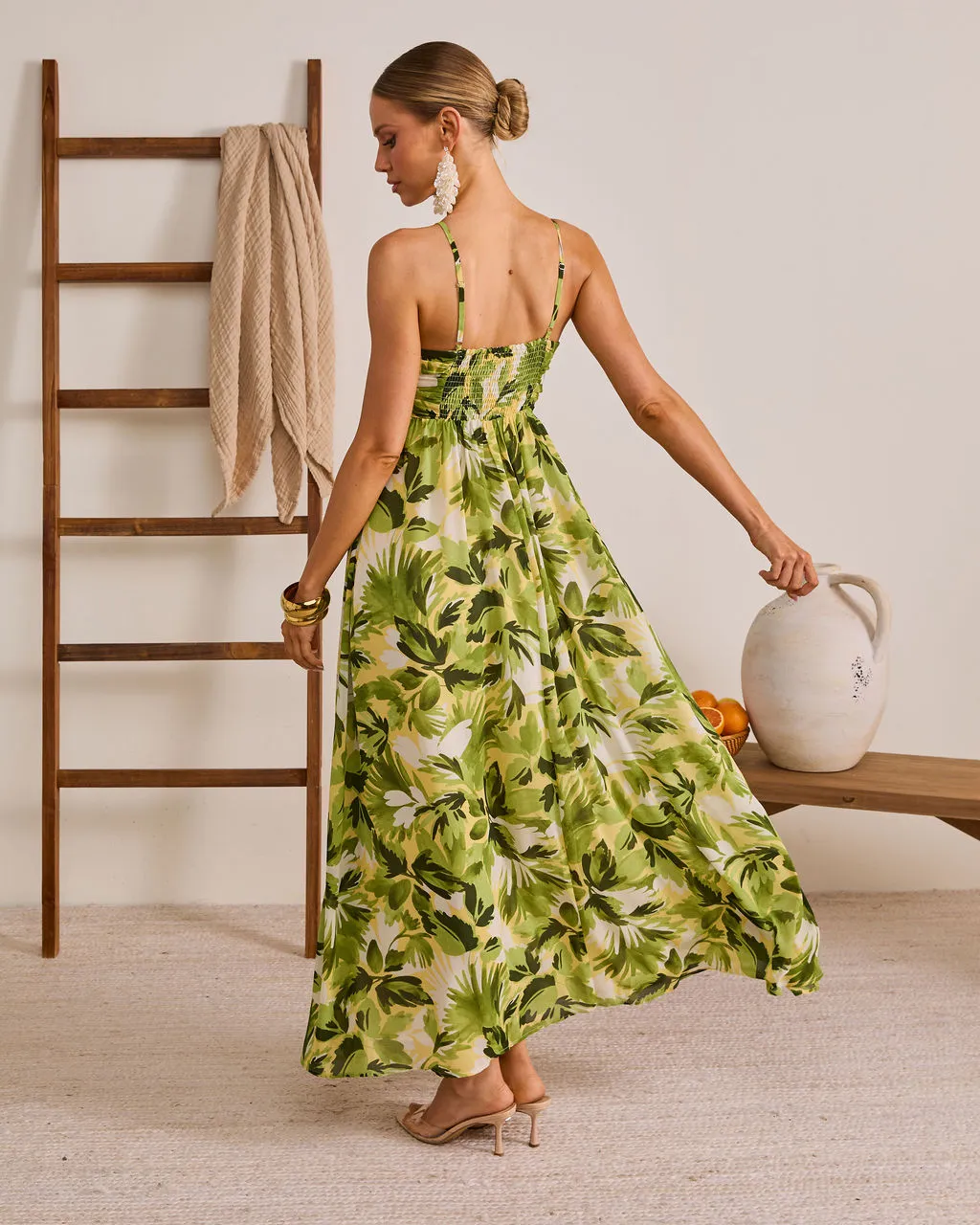 Palmline Coast Tropical Halter Maxi Dress sold by Vici product image thumbnail 4
