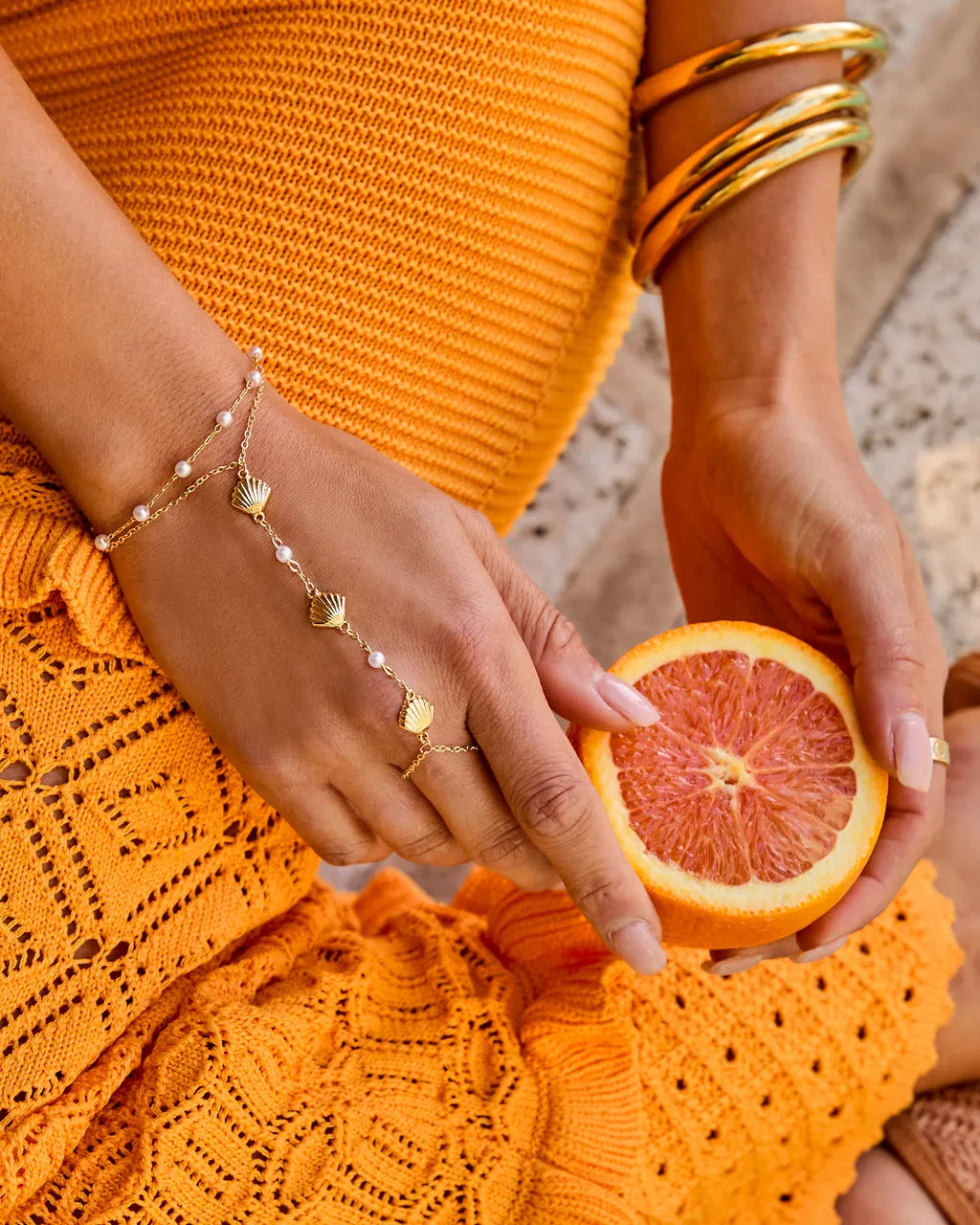 Golden Ease Seashell Charm Hand Chain sold by Vici product image thumbnail 3