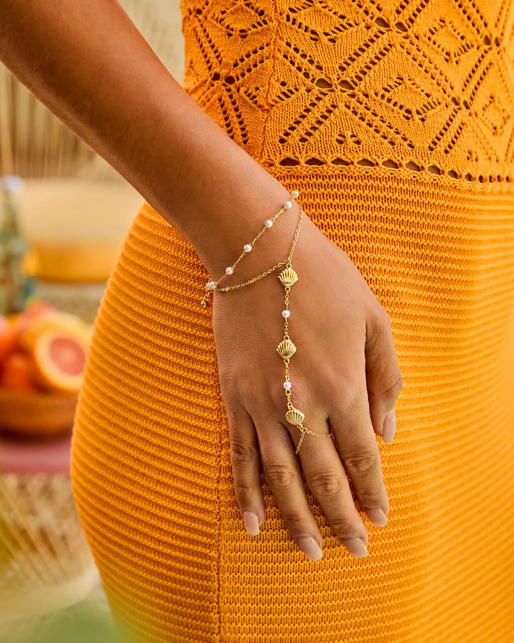 Golden Ease Seashell Charm Hand Chain sold by Vici product image thumbnail 4