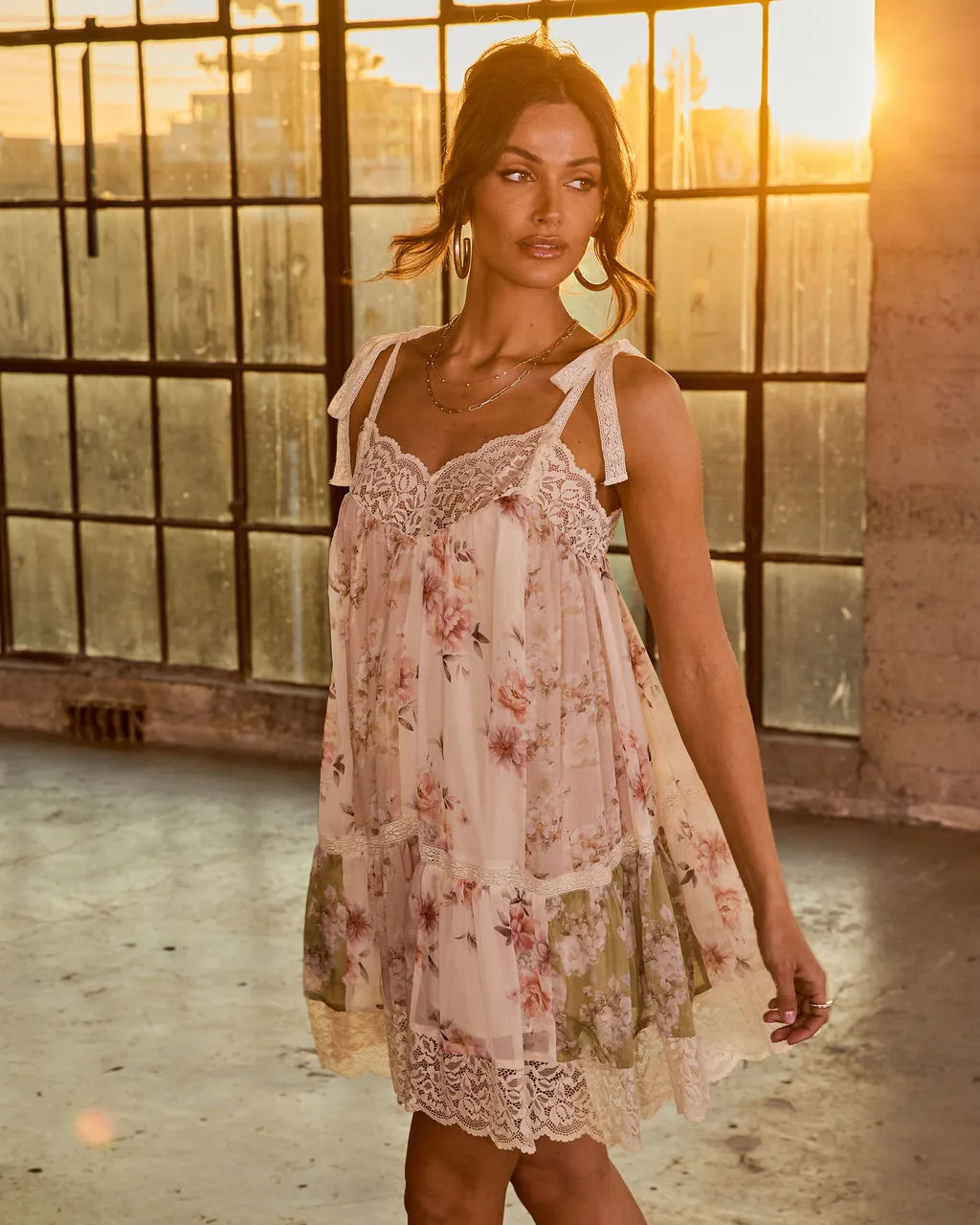 Petals Unspoken Floral Chiffon Lace Mini Dress sold by Vici product image thumbnail 3