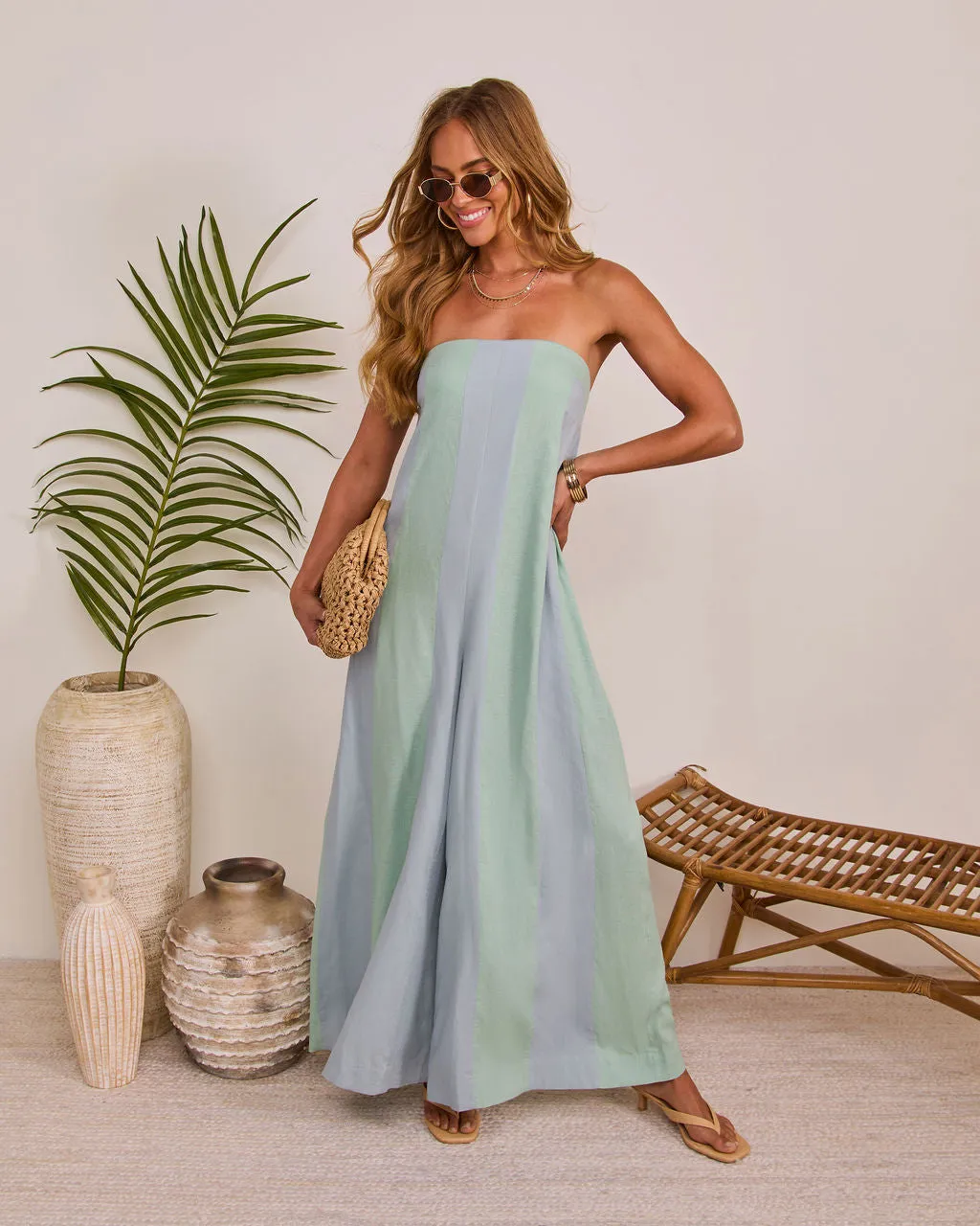 Sundrop Lagoon Striped Relaxed Strapless Jumpsuit sold by Vici product image thumbnail 5