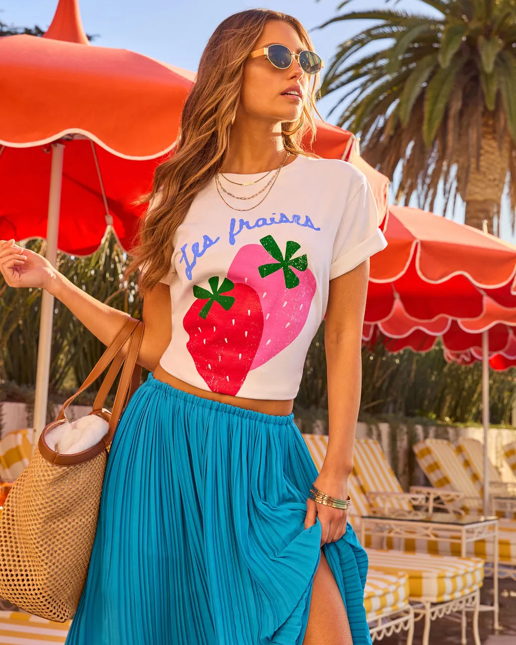 Les Fraises Strawberry Short Sleeve Graphic Tee sold by Vici