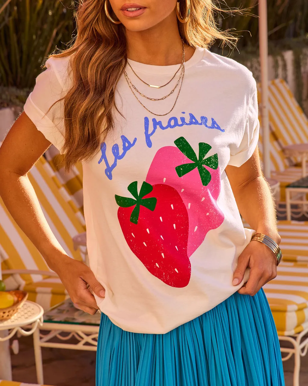 Les Fraises Strawberry Short Sleeve Graphic Tee sold by Vici product image thumbnail 3