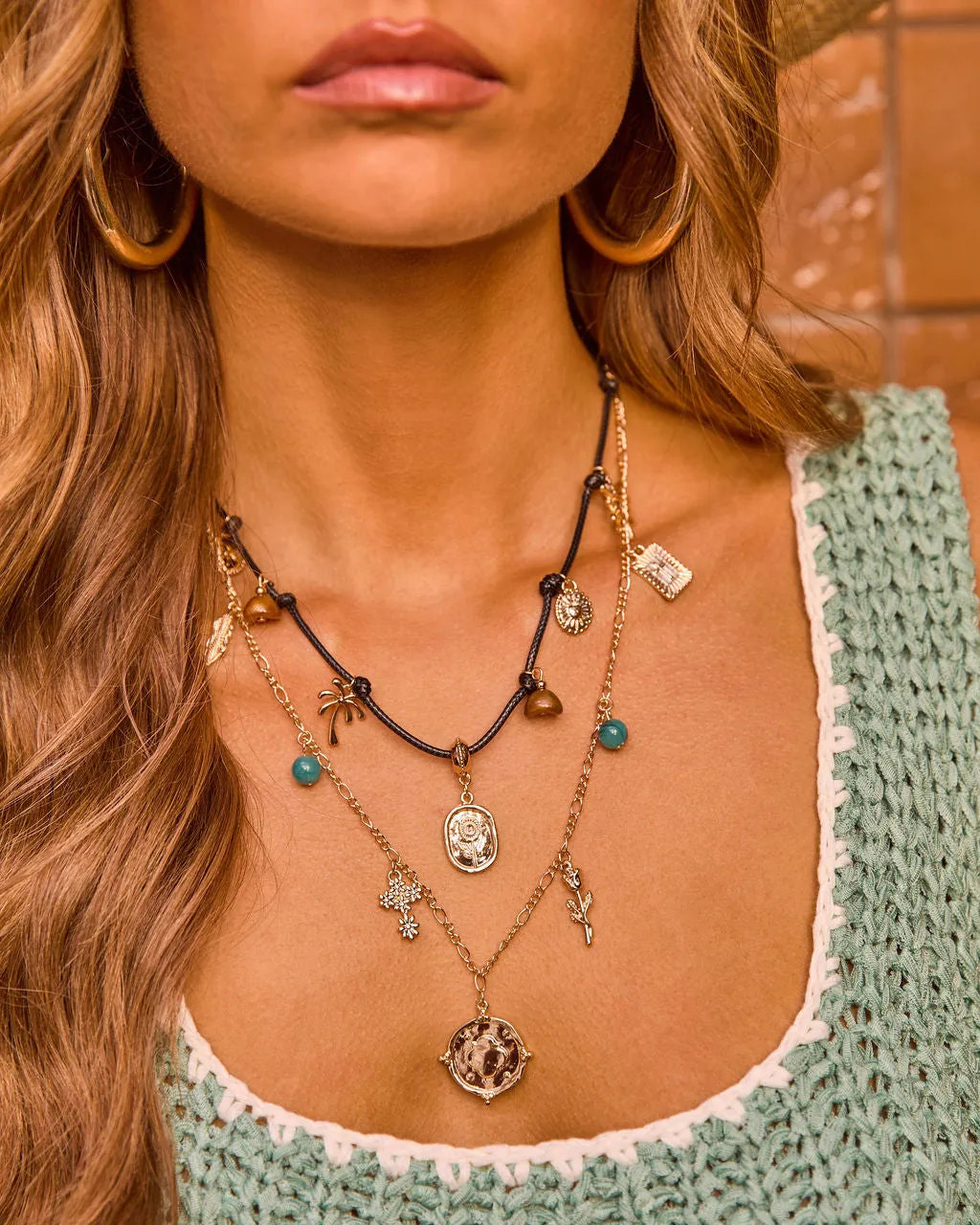 Bright Shoreline Layered Charm Necklace sold by Vici product image thumbnail 4