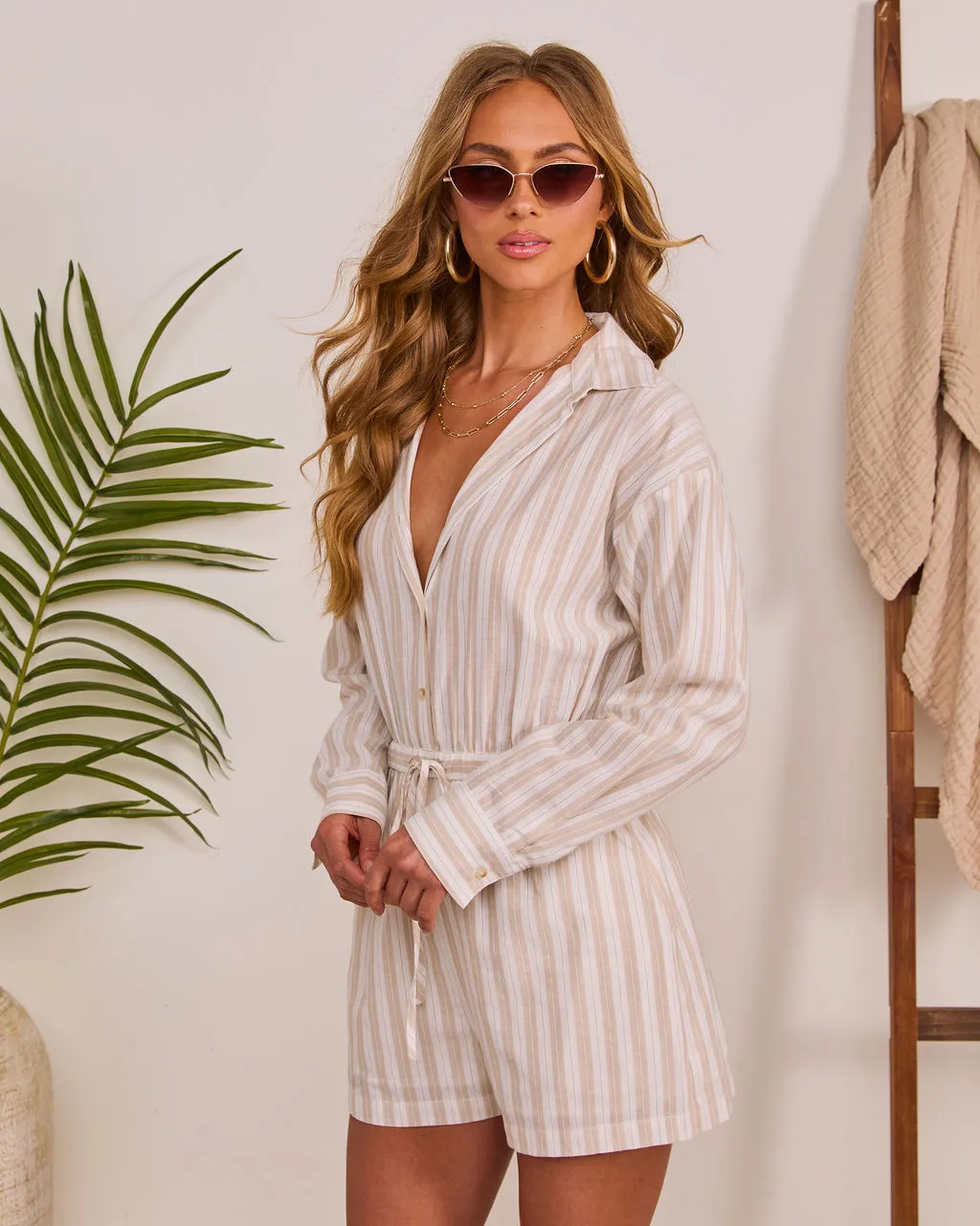 Dahlienne Striped Drawstring Romper sold by Vici product image thumbnail 3