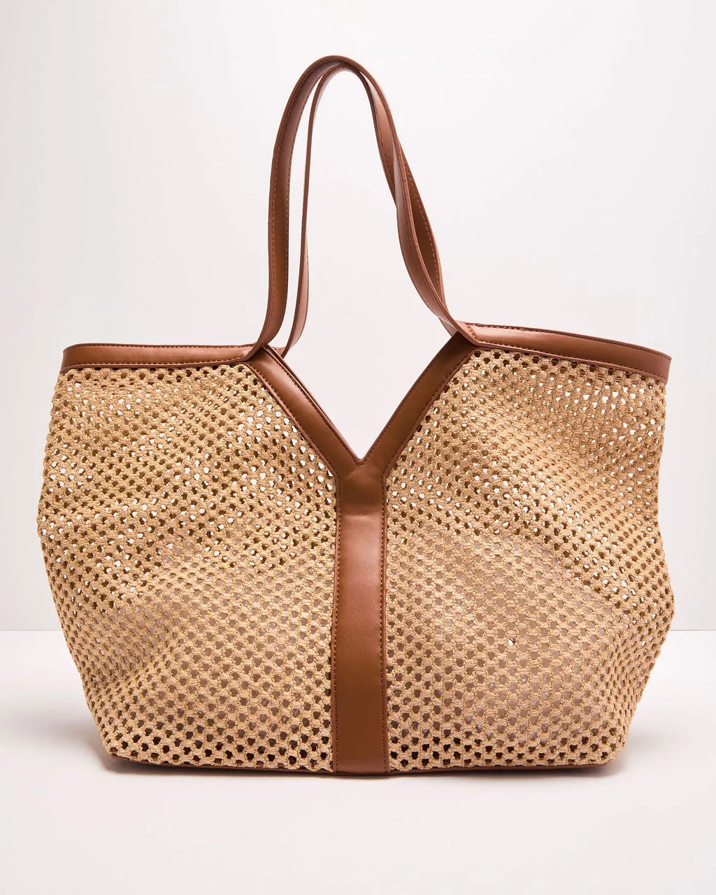 Soft Palms Open Knit Vegan Leather Trim Tote sold by Vici product image thumbnail 2