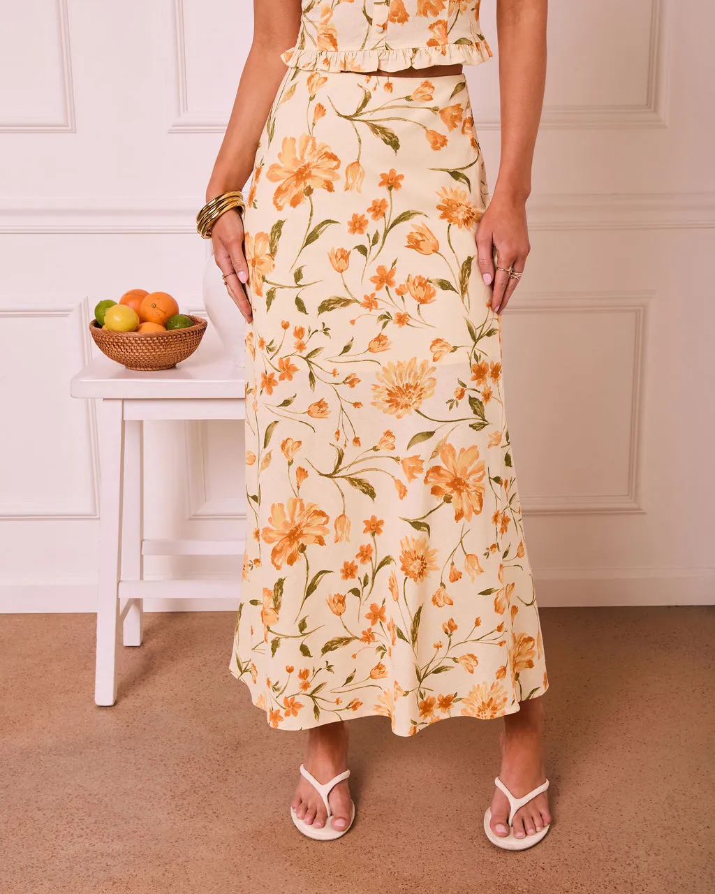 Veloura Floral Linen Maxi Skirt sold by Vici product image thumbnail 2