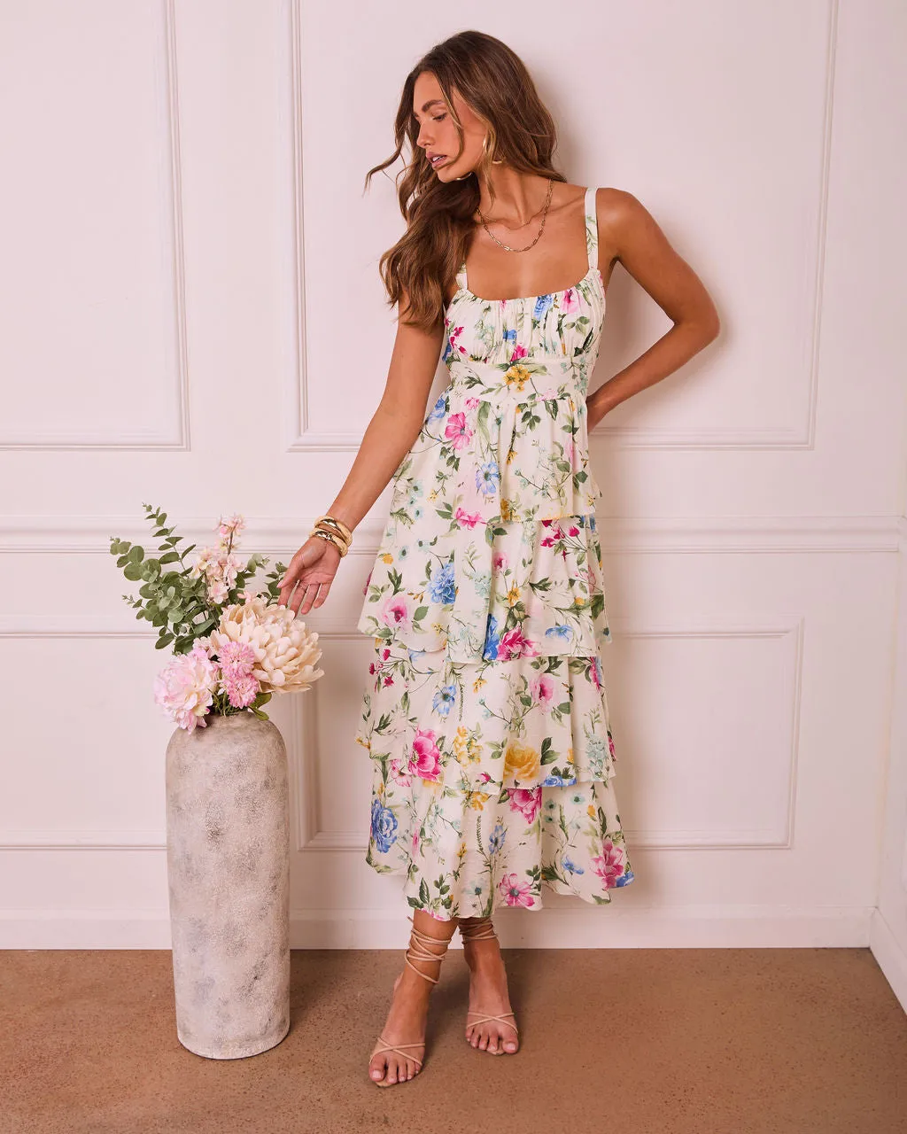 Bloom Belle Tiered Floral Maxi Dress sold by Vici