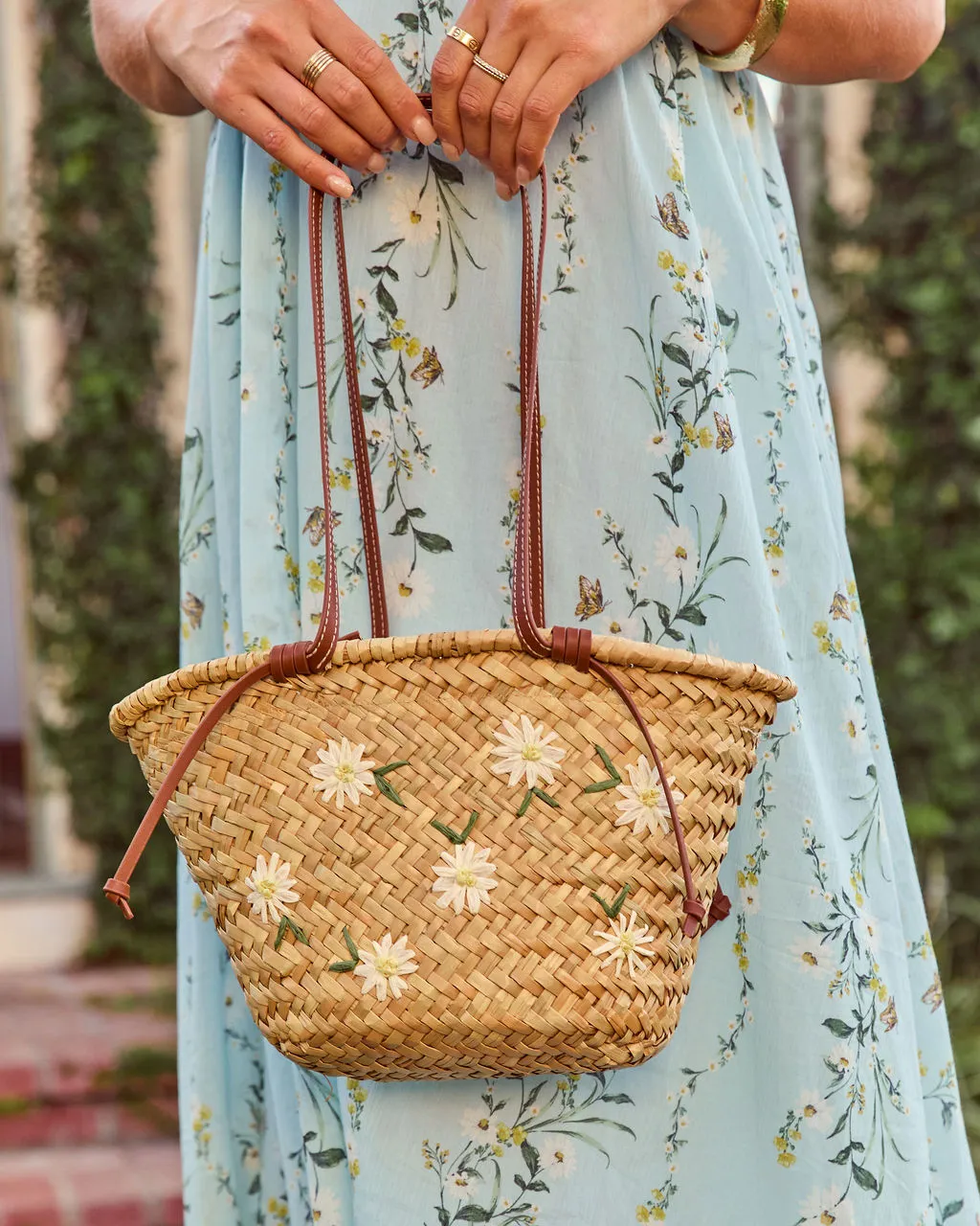 Polished Wildflower Floral Straw Tote Bag sold by Vici product image thumbnail 2