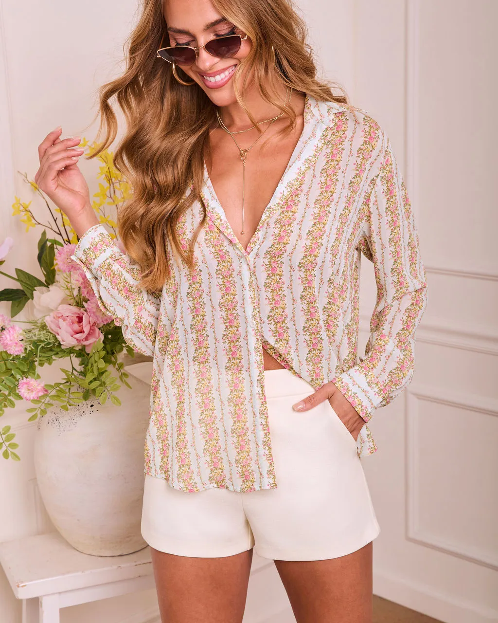 Dreamy Petal Floral Button Down Top sold by Vici product image thumbnail 5