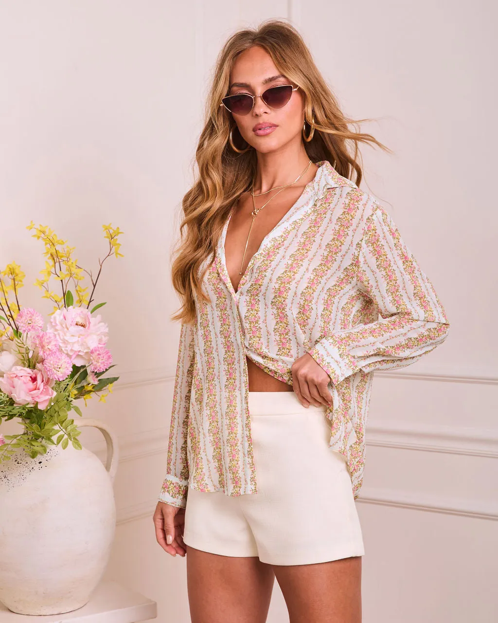 Dreamy Petal Floral Button Down Top sold by Vici product image thumbnail 3
