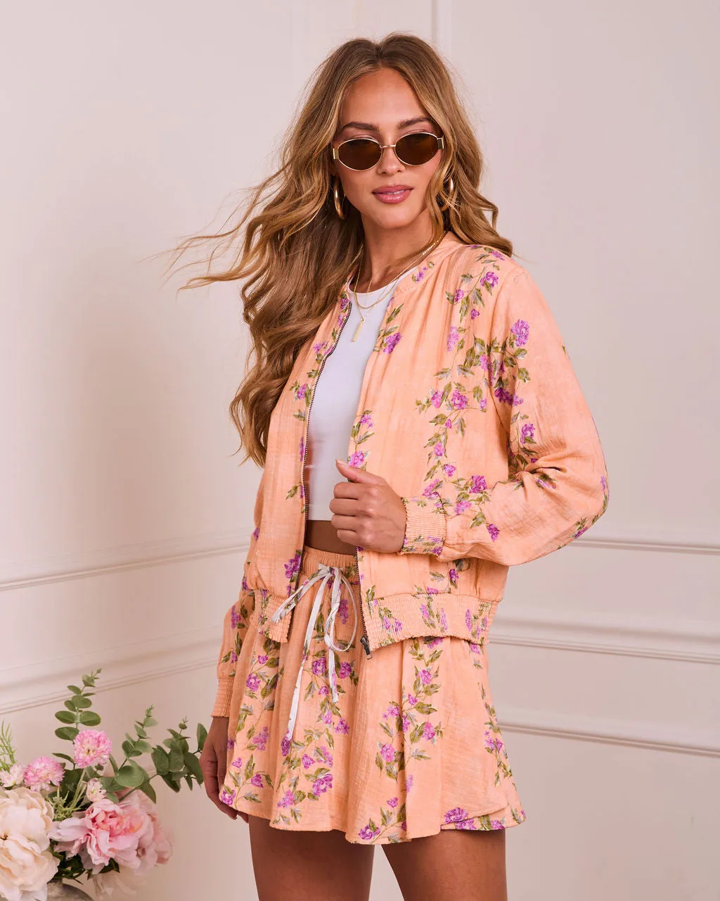 Soft Spoken Letter Floral Bomber Jacket sold by Vici product image thumbnail 3