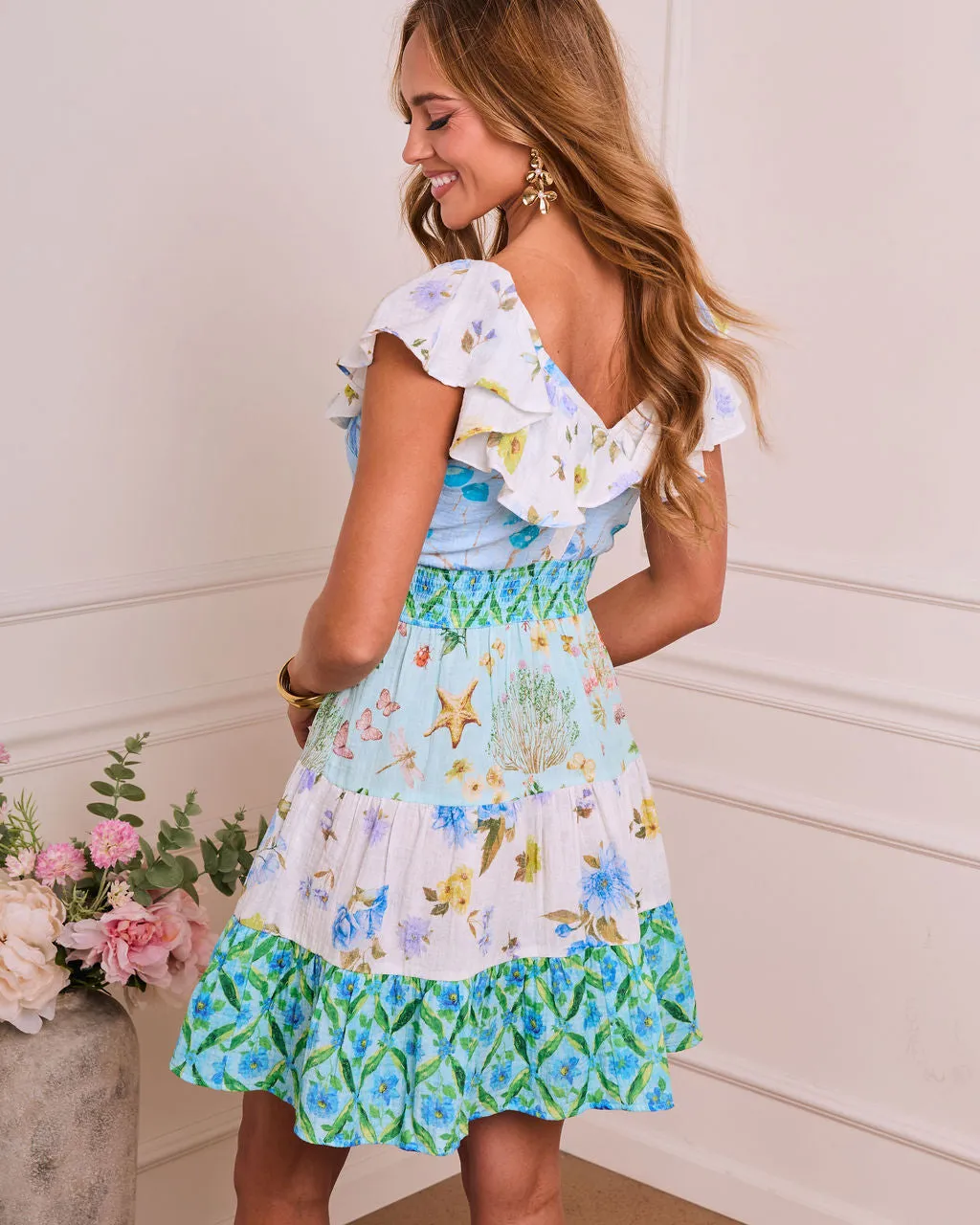 Daisy Bloom Floral Color Block Mini Dress sold by Vici product image thumbnail 4