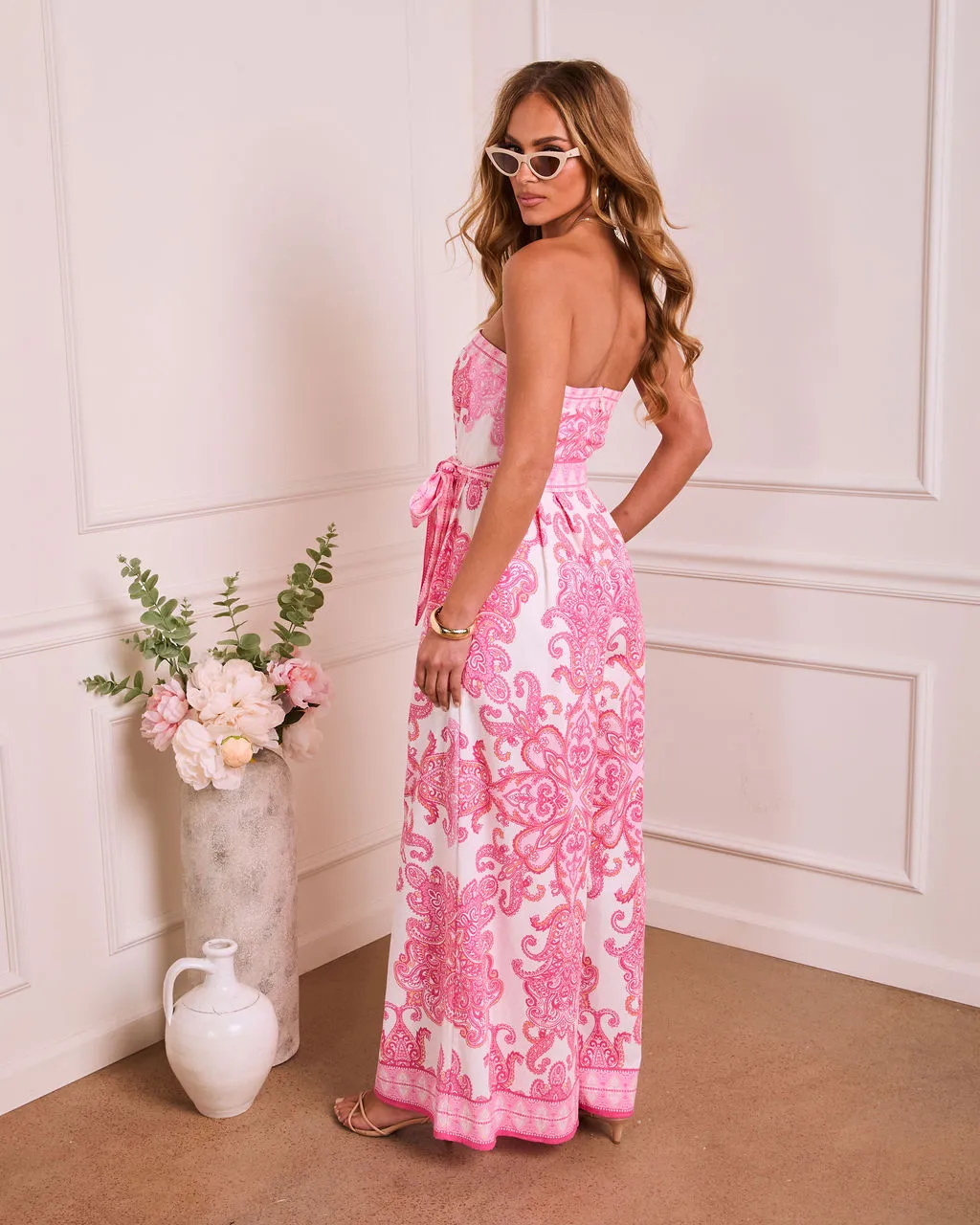 Romantic Posy Paisley Waist Tie Strapless Jumpsuit sold by Vici product image thumbnail 4