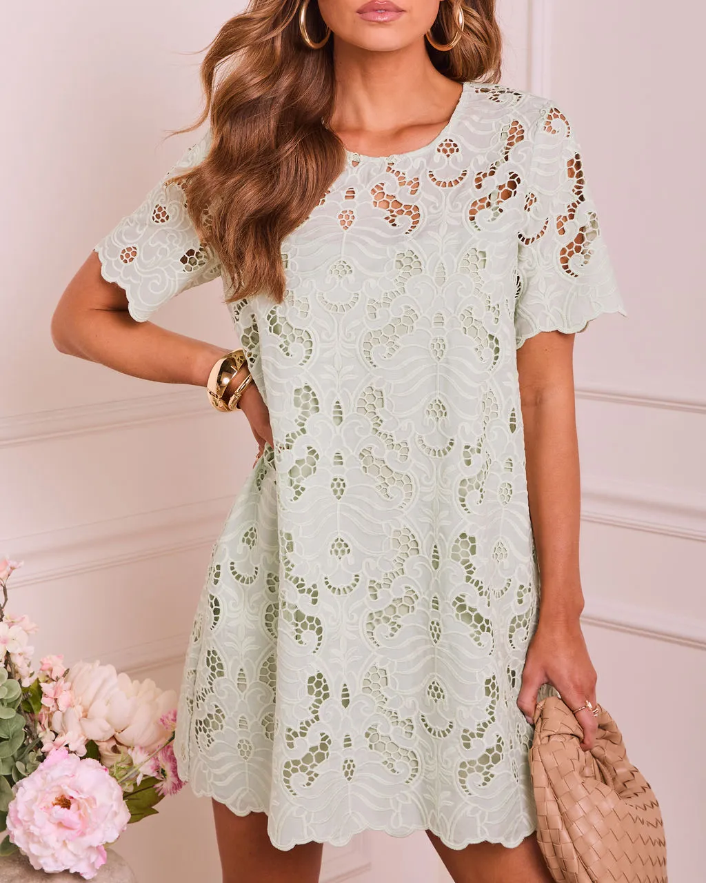 Velmia Lace Crochet Shift Mini Dress sold by Vici product image thumbnail 5