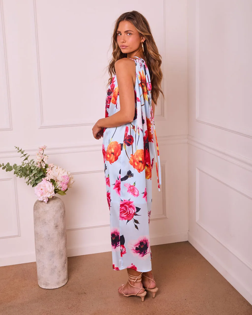 Silken Garden Draped Floral One Shoulder Maxi Dress sold by Vici product image thumbnail 4
