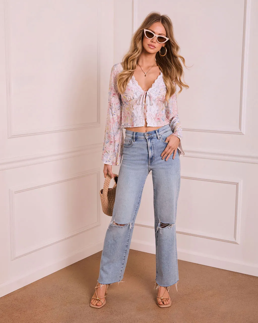 Airy Muse Floral Lace Trim Flyaway Top sold by Vici product image thumbnail 2