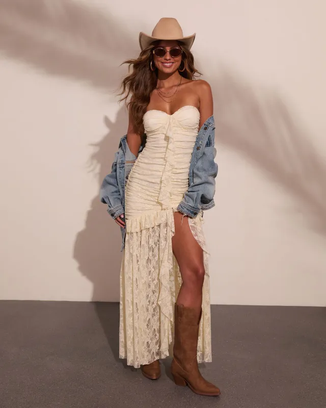 Romantic Haven Ruffle Lace Maxi Dress made by Vici