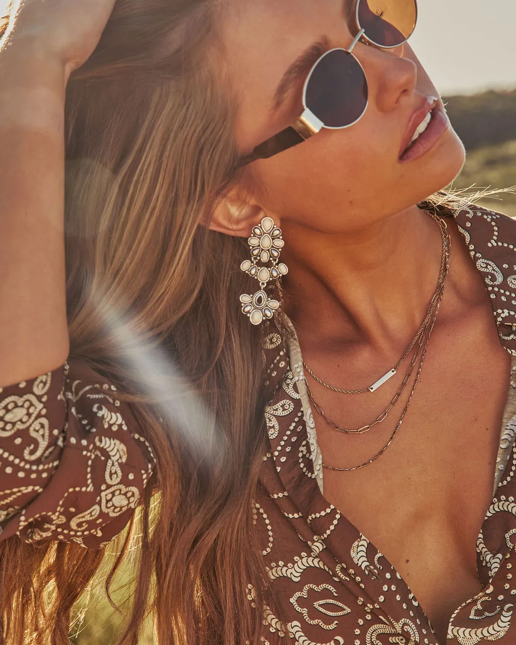 Calira Drop Gemstone Earrings sold by Vici product image thumbnail 2