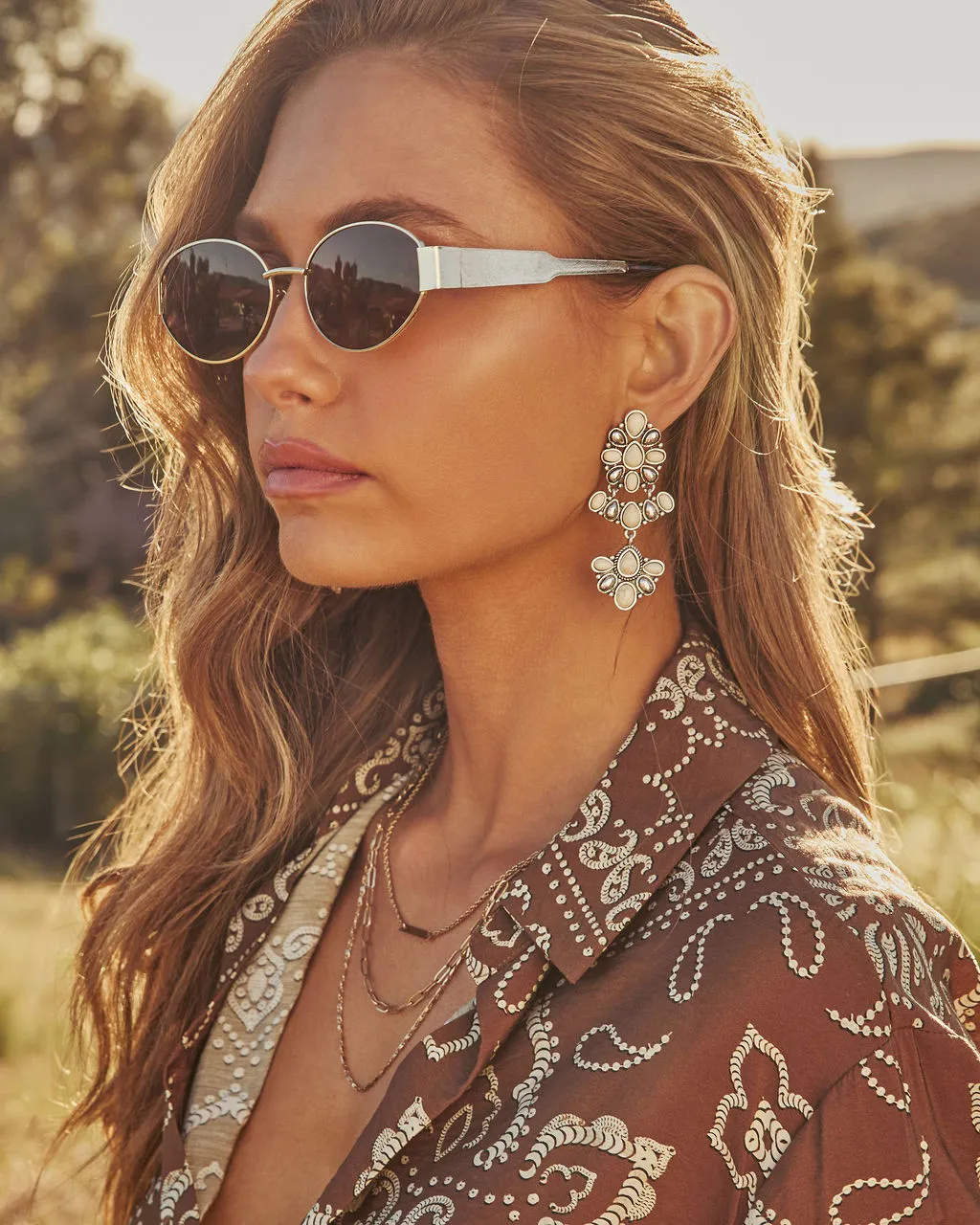 Calira Drop Gemstone Earrings sold by Vici product image thumbnail 3