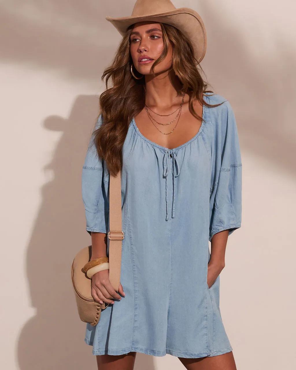 Moonlit Prairie Chambray Romper sold by Vici product image thumbnail 5