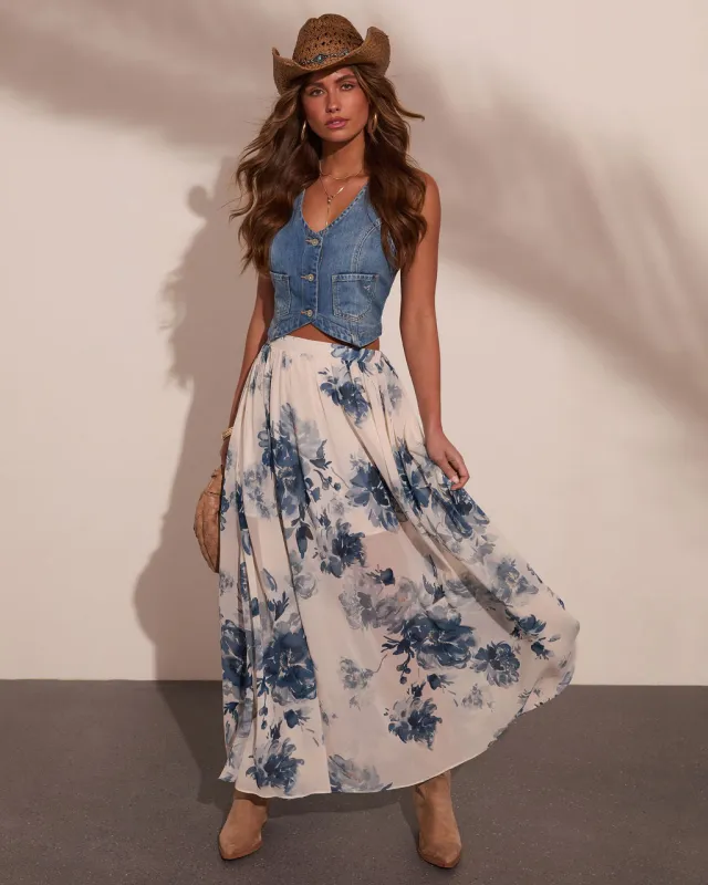 Wildflower Heirloom Floral Maxi Skirt made by Vici