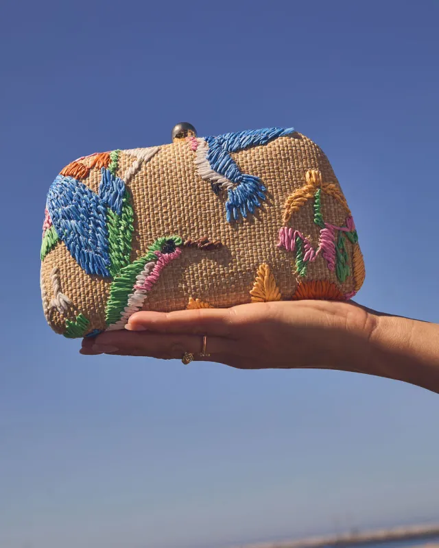 Island Charm Embroidered Tropical Clutch made by Vici