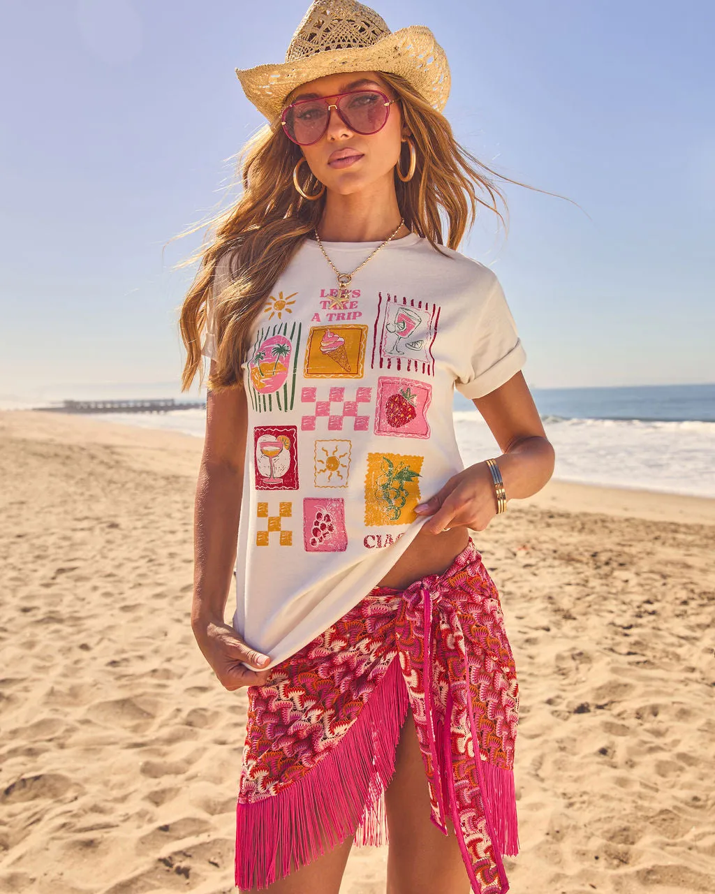 Lets Take A Trip Short Sleeve Graphic Tee sold by Vici product image thumbnail 5