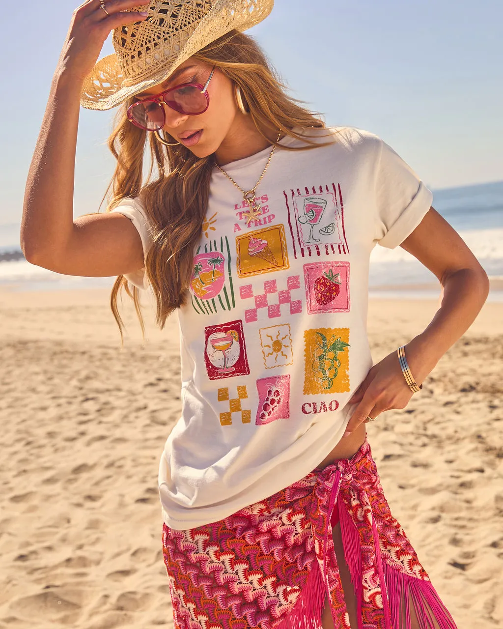 Lets Take A Trip Short Sleeve Graphic Tee sold by Vici product image thumbnail 3