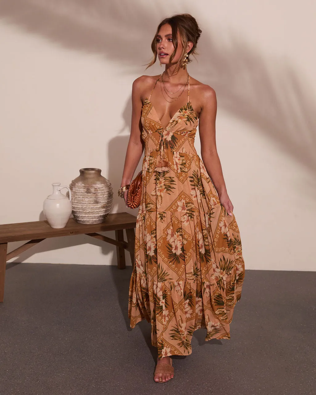 Mediterranean Muse Floral Halter Neck Maxi Dress sold by Vici product image thumbnail 5