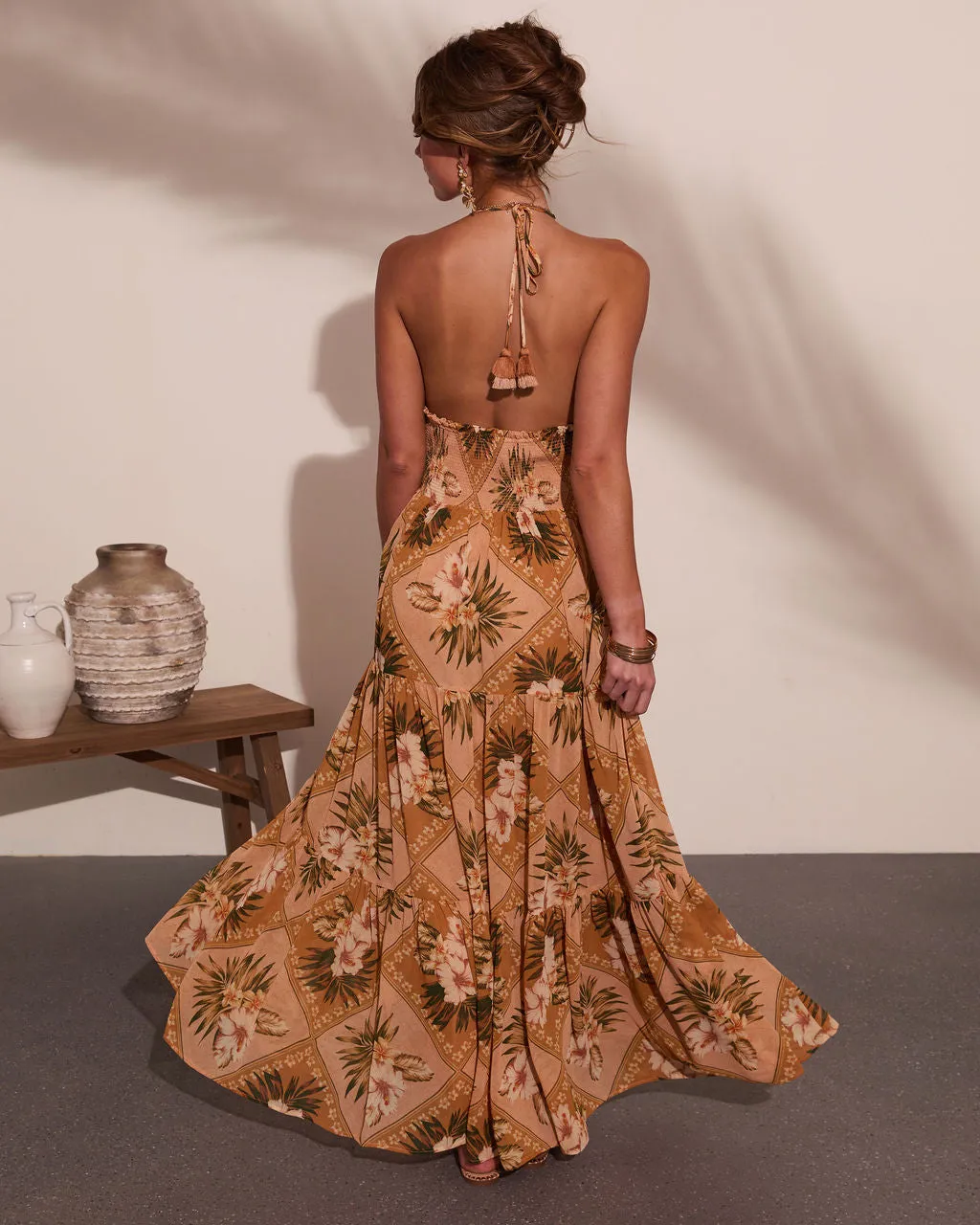Mediterranean Muse Floral Halter Neck Maxi Dress sold by Vici product image thumbnail 4