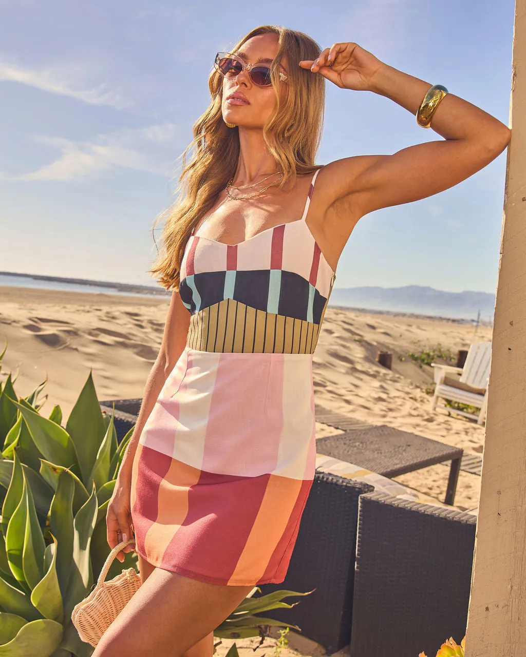 Playful Drift Striped Color Block Mini Dress sold by Vici product image thumbnail 3