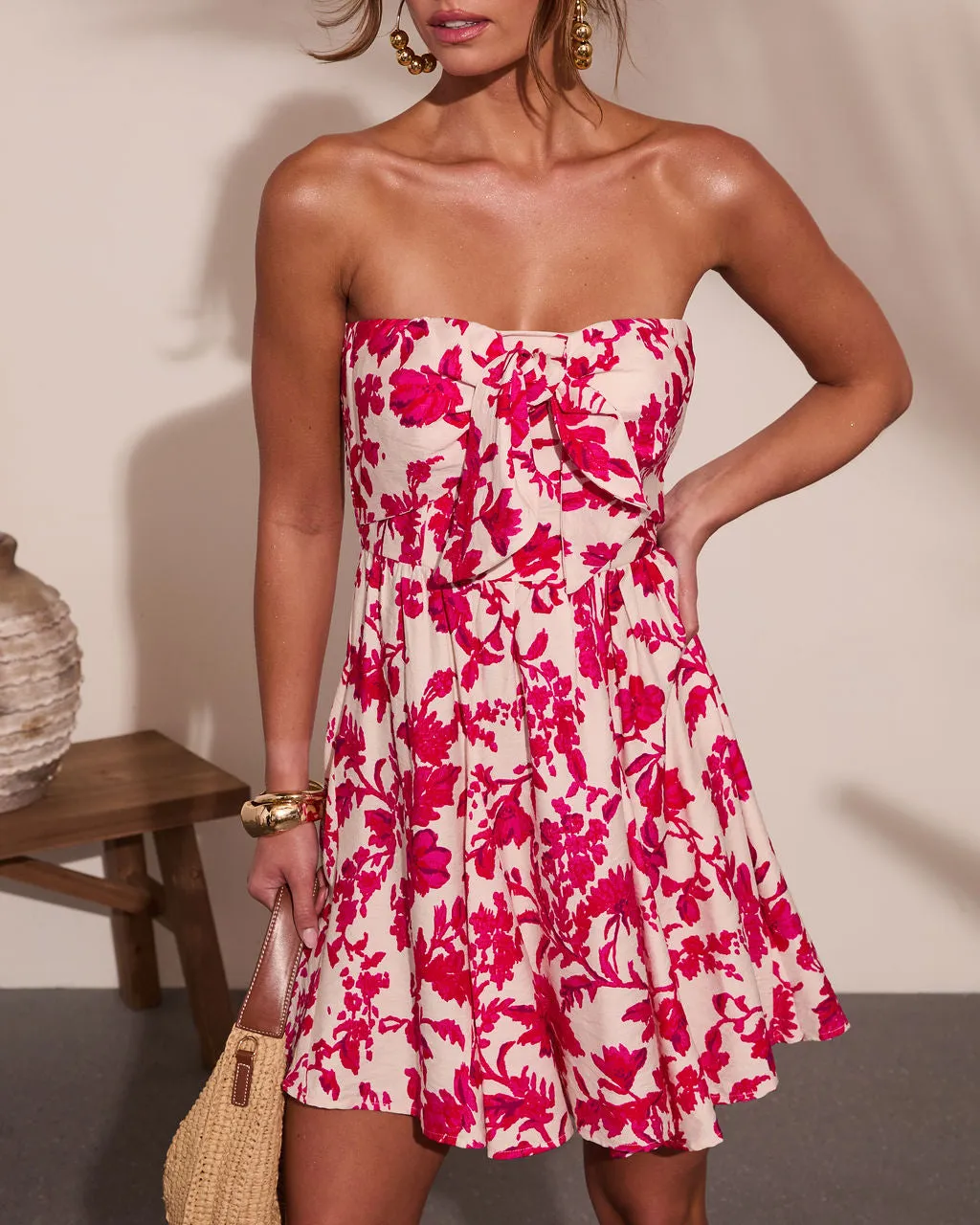 Veyra Strapless Tropical Print Mini Dress sold by Vici product image thumbnail 5