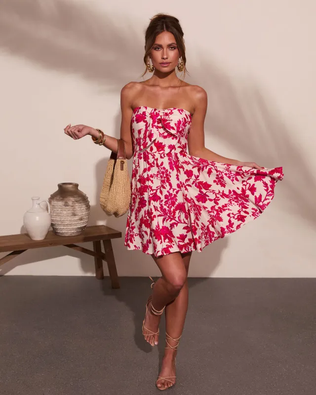 Veyra Strapless Tropical Print Mini Dress made by Vici