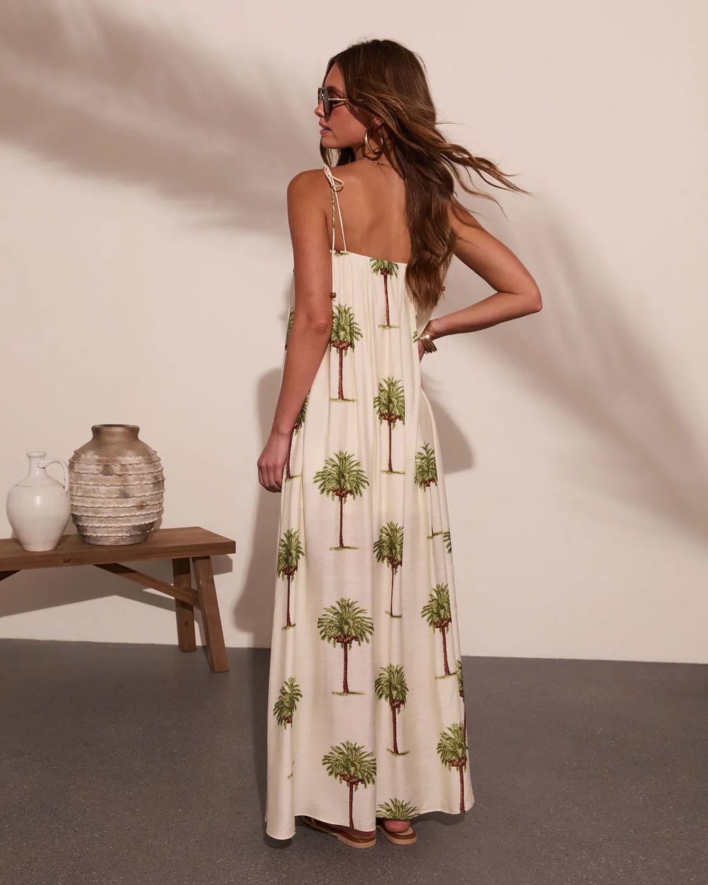 Tropic Treasure Palm Print Maxi Dress sold by Vici product image thumbnail 4