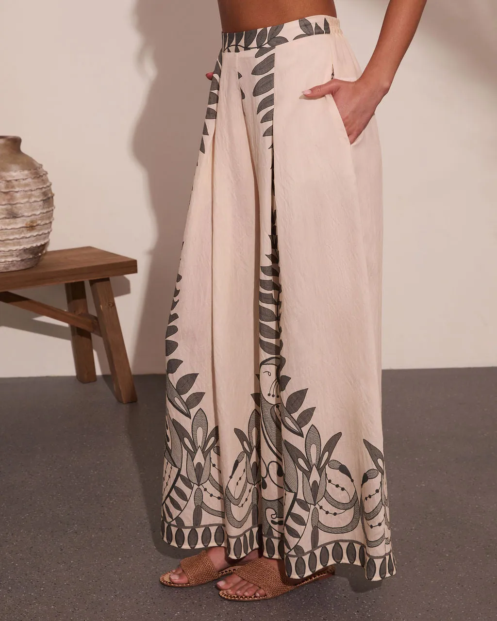 Riviera Nights Tropical Paisley Print Wide Leg Pants sold by Vici product image thumbnail 3