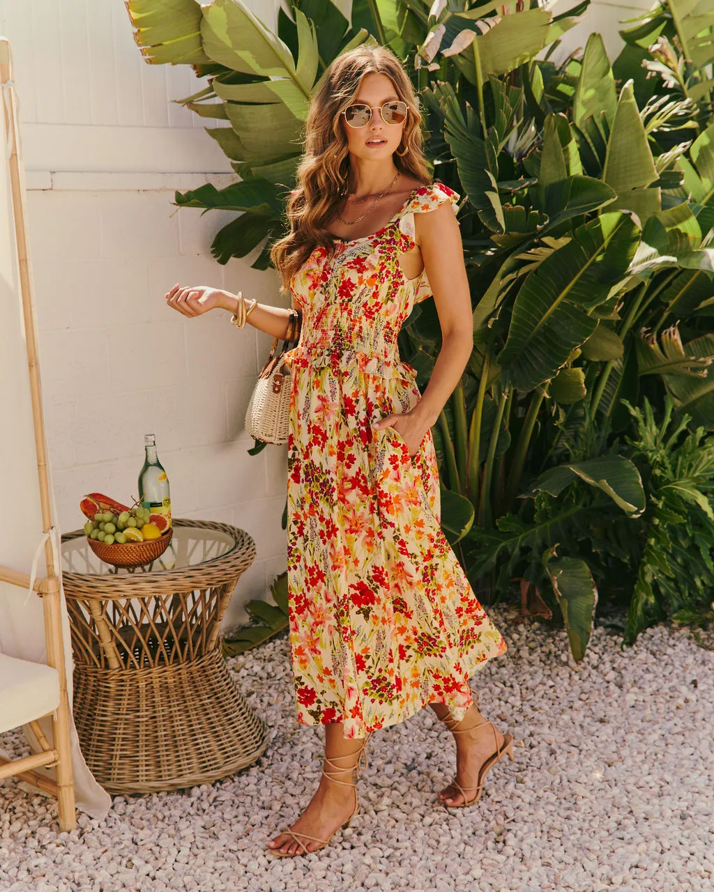 Orchard Glow Fit and Flare Floral Midi Dress sold by Vici product image thumbnail 4