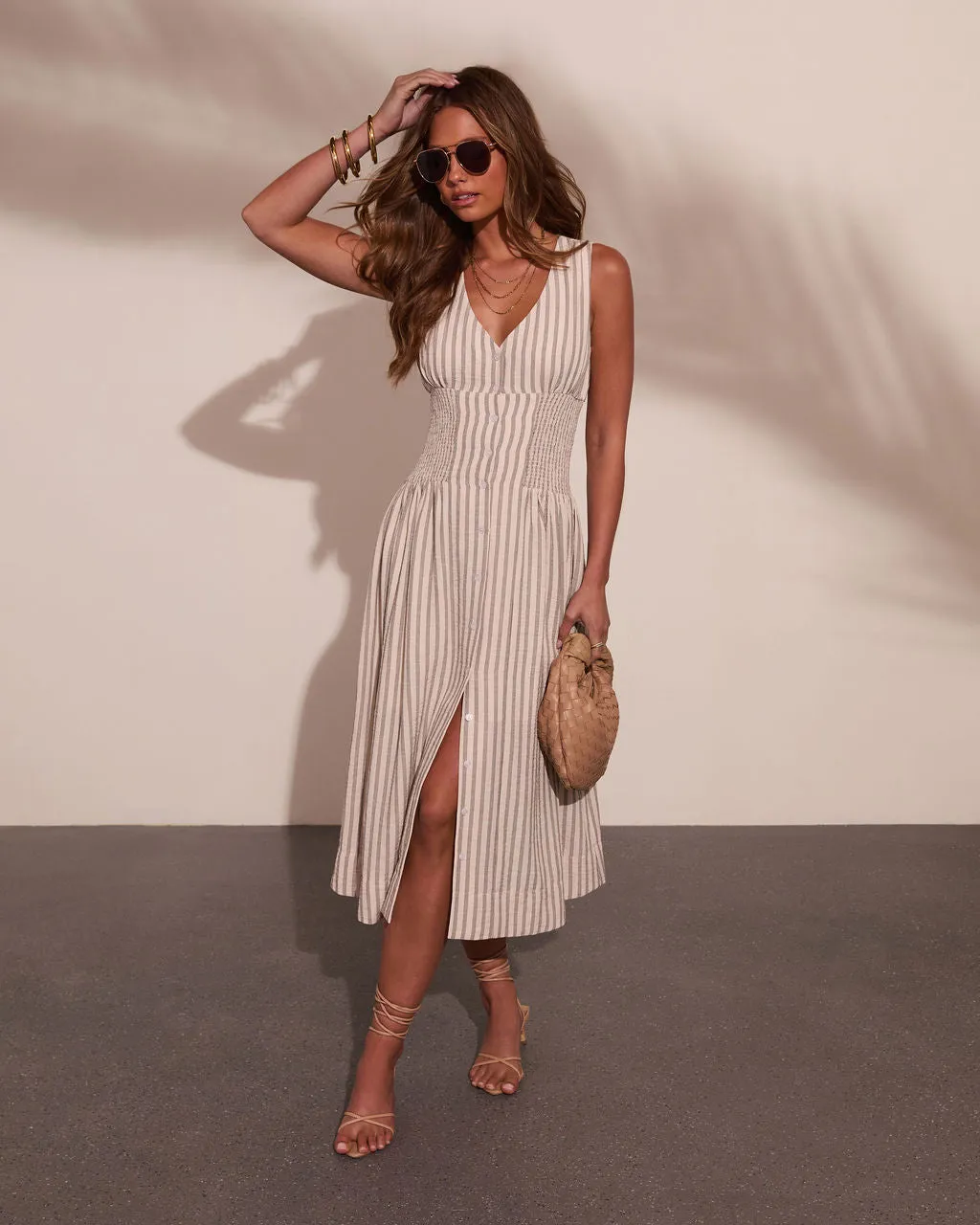 Alorah Striped Fit and Flare Midi Dress sold by Vici product image thumbnail 5