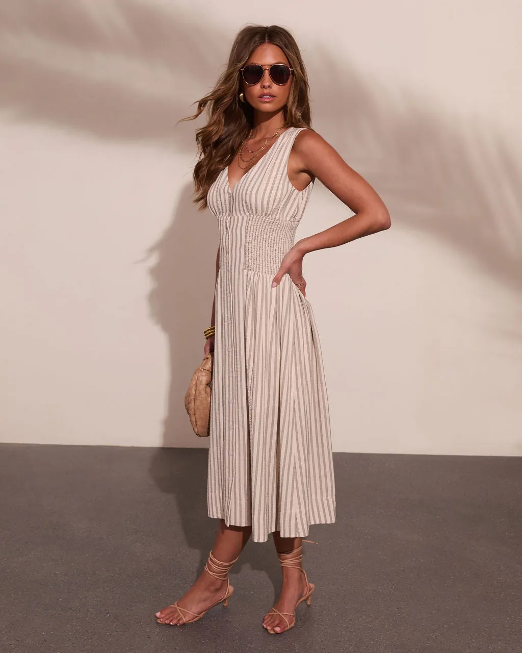Alorah Striped Fit and Flare Midi Dress sold by Vici product image thumbnail 3