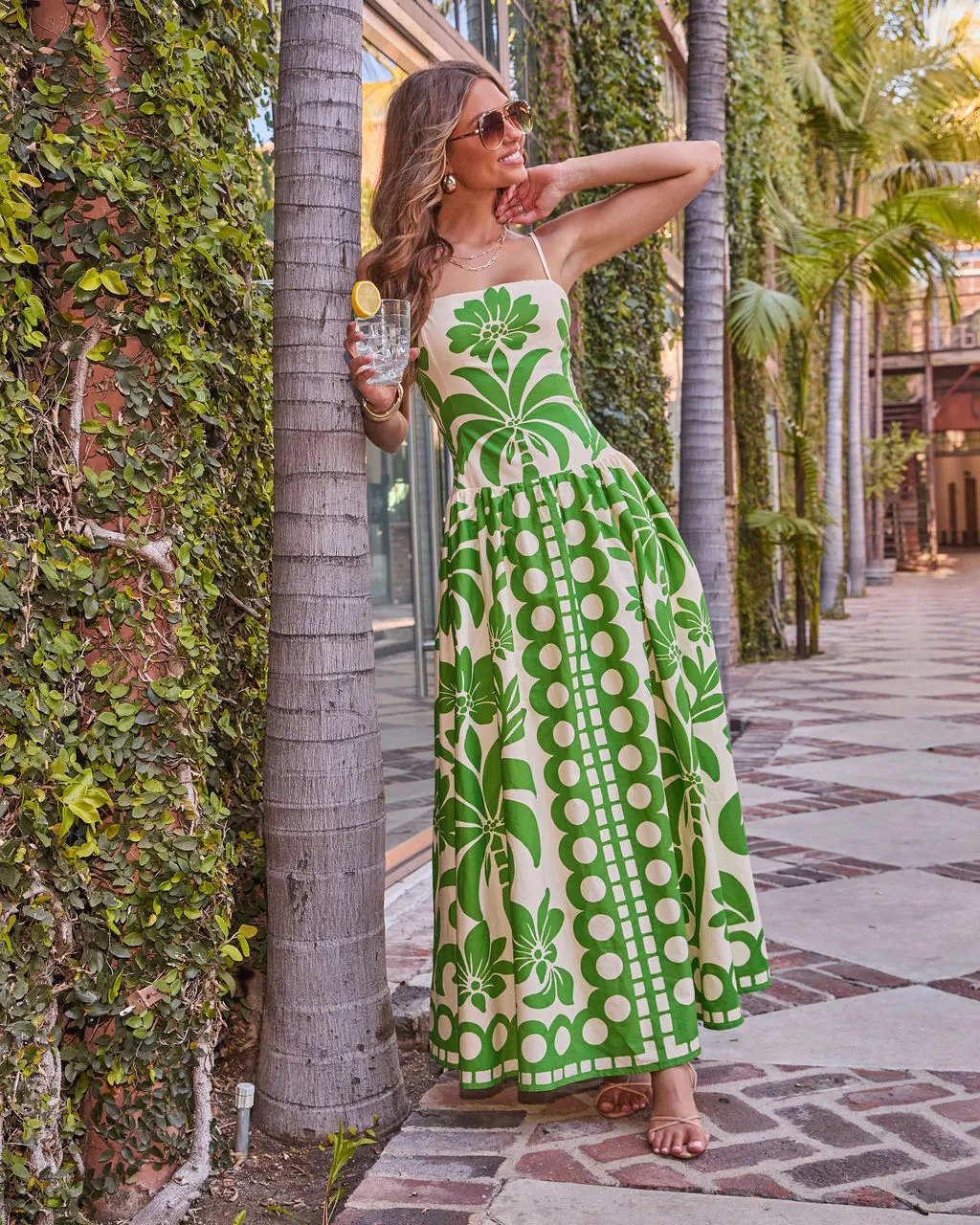 Resort Radiance Floral Tropical Print Maxi Dress sold by Vici