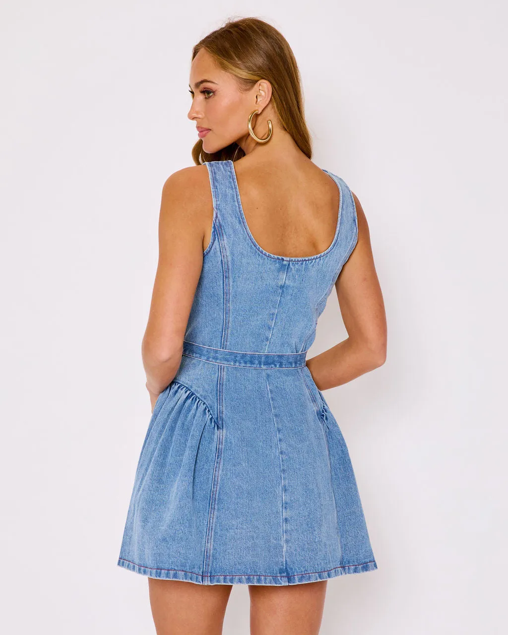 Laureline Belted Denim Mini Dress sold by Vici product image thumbnail 4
