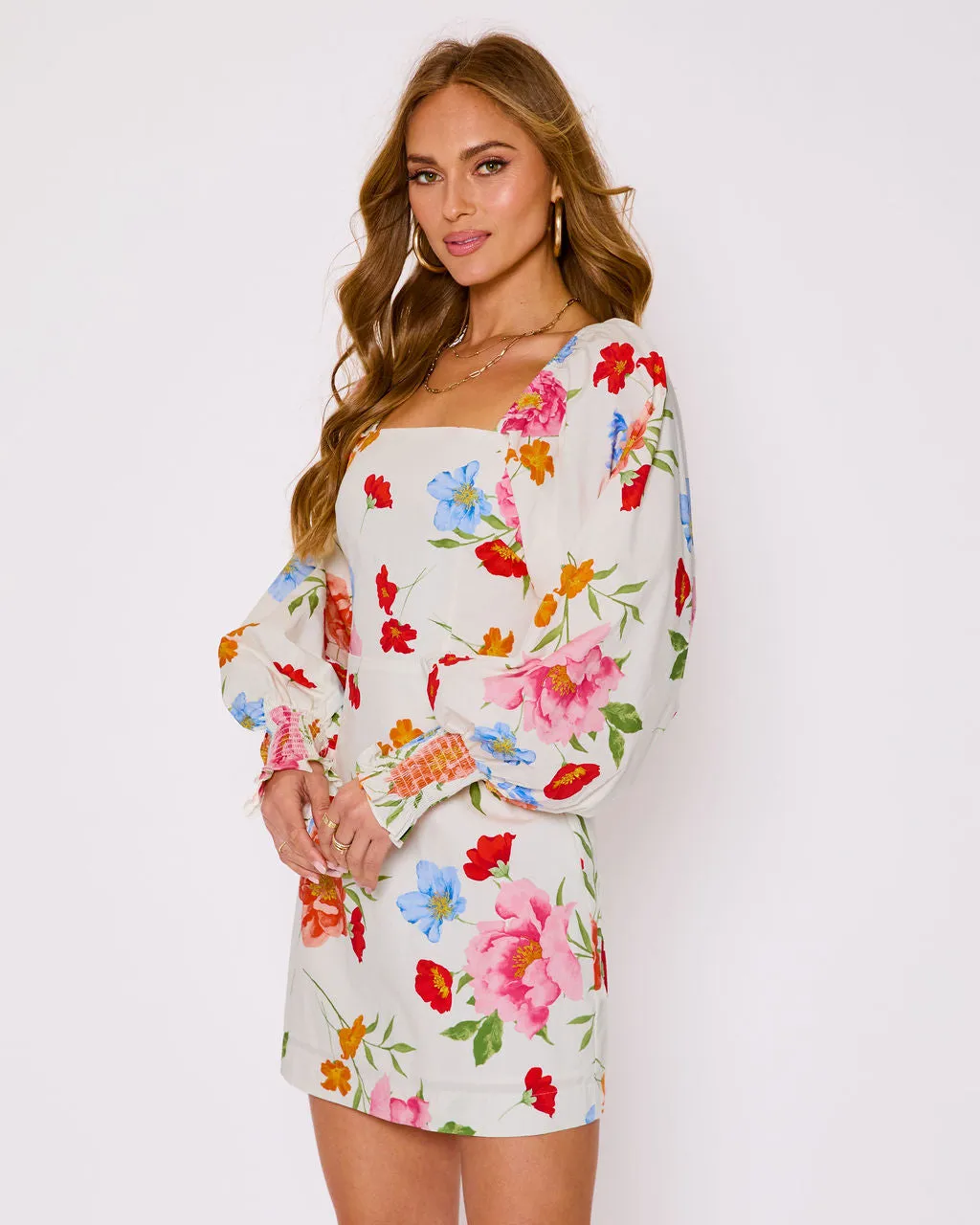 Meadow Sun Floral Print Mini Dress sold by Vici product image thumbnail 3