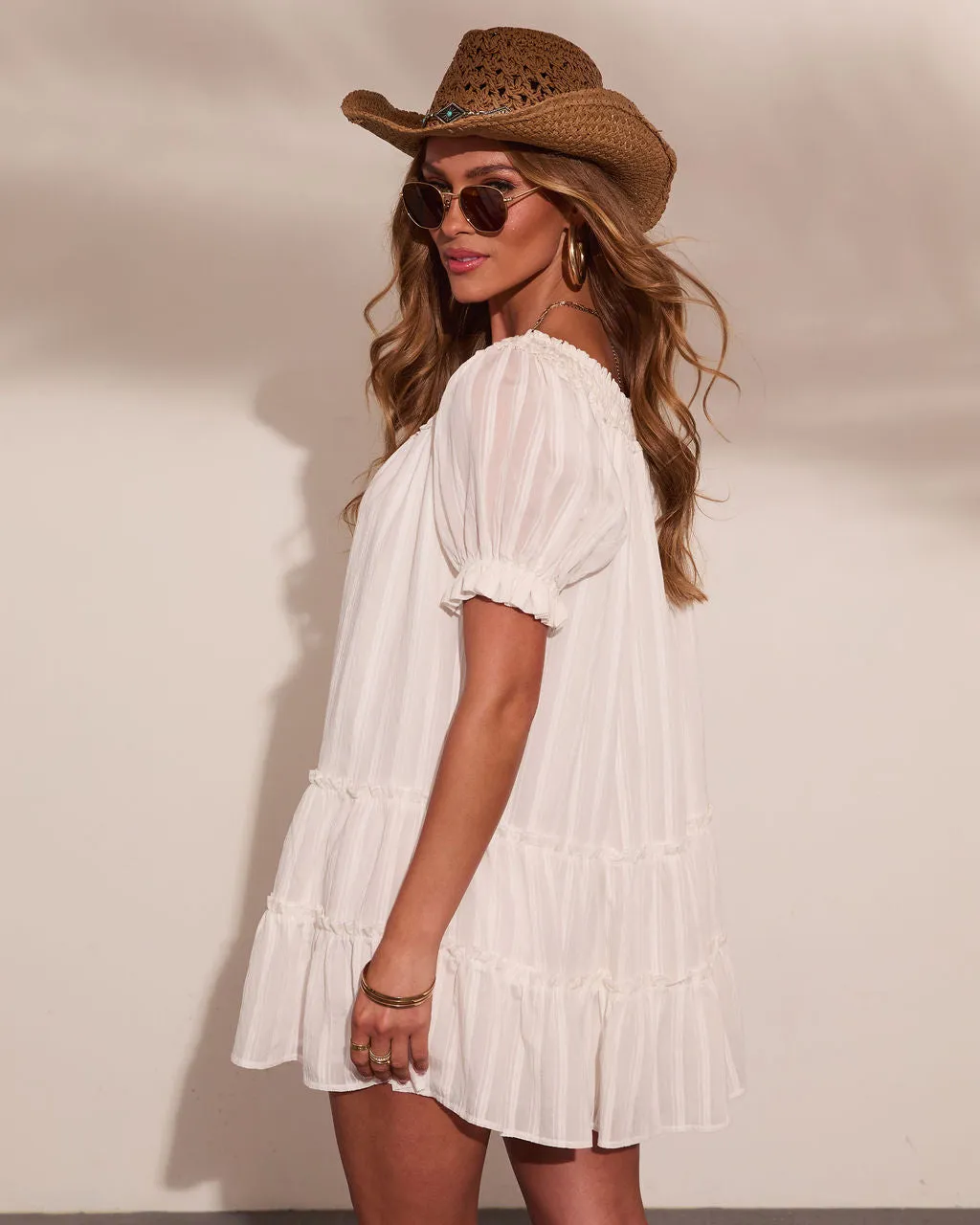 Adelah Tiered Shift Mini Dress sold by Vici product image thumbnail 4