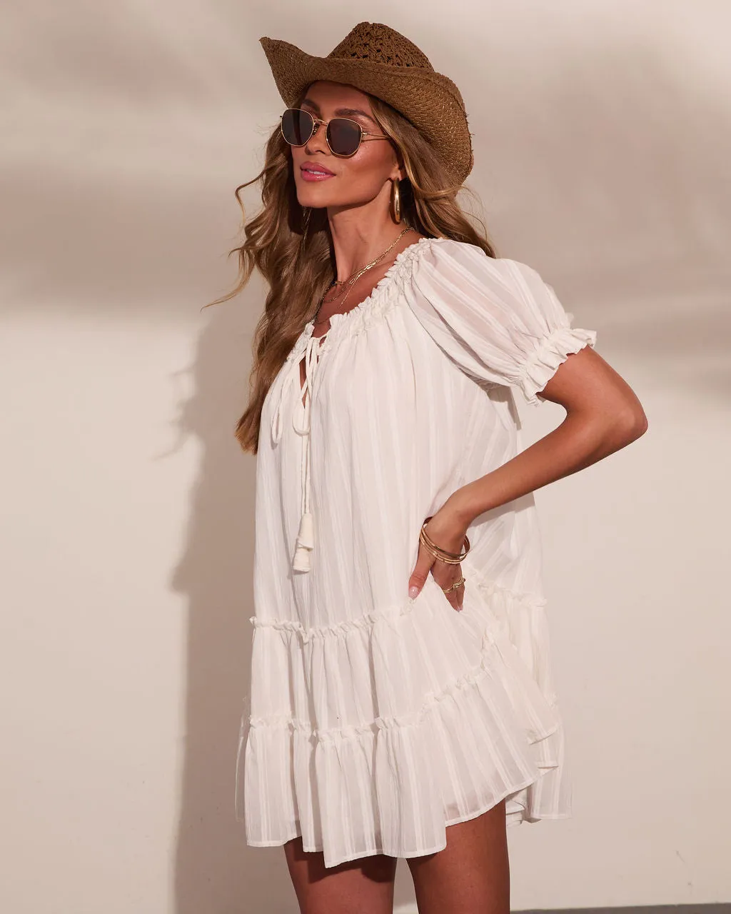 Adelah Tiered Shift Mini Dress sold by Vici product image thumbnail 3
