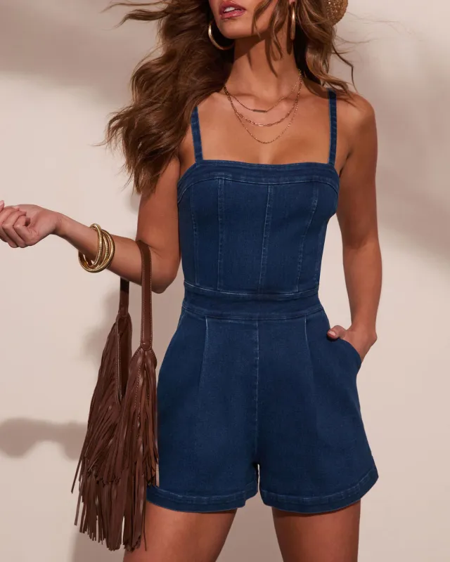 Trendsetter Denim Romper made by Vici