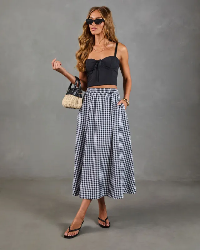 Heritage Club Gingham Print Midi Skirt made by Vici