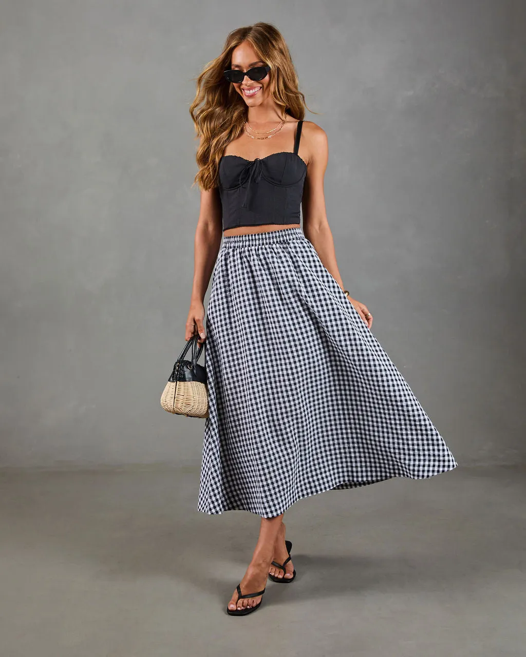 Heritage Club Gingham Print Midi Skirt sold by Vici product image thumbnail 5