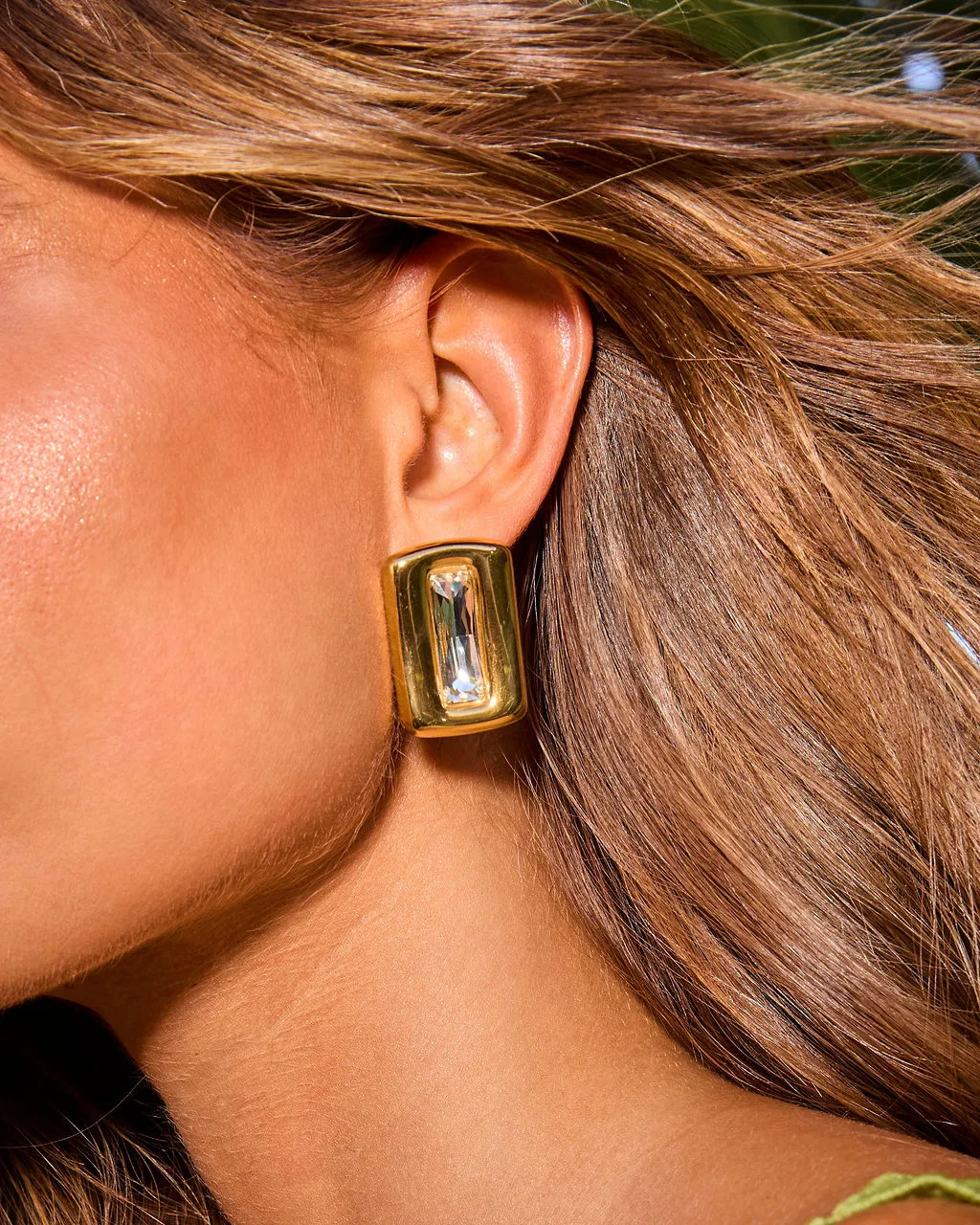 Azelie Rectangle Bezel Stud Earrings sold by Vici product image thumbnail 4