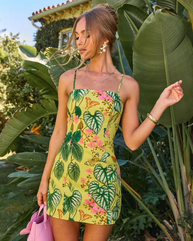 Sunset Frequency Tropical Print Mini Dress made by Vici