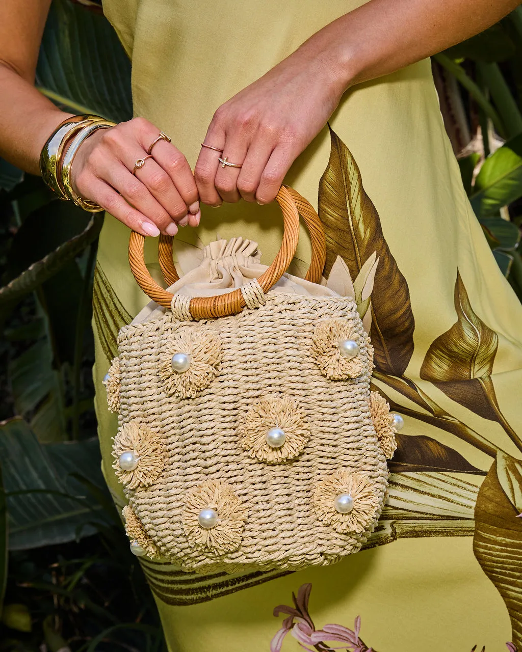 Davena Woven Crochet Top Handle Bag sold by Vici